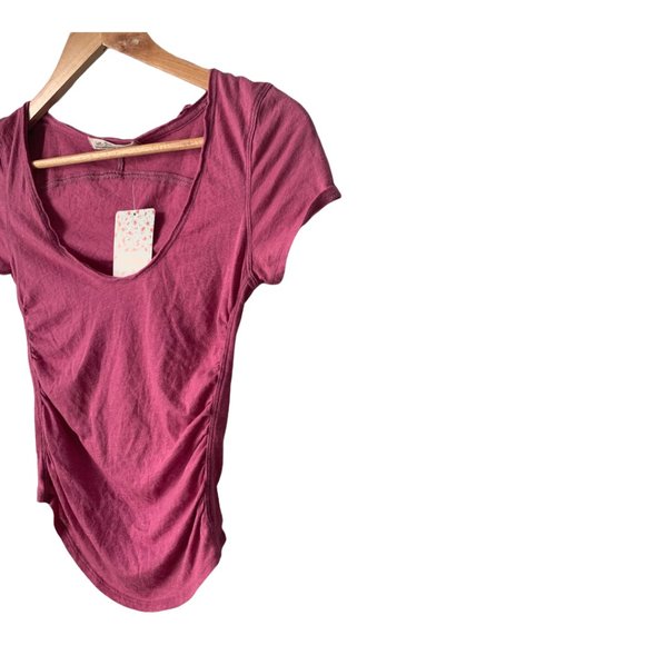 Free People Cinched Sides Sonnet Tee Iris Wine X-Small - Picture 3 of 9